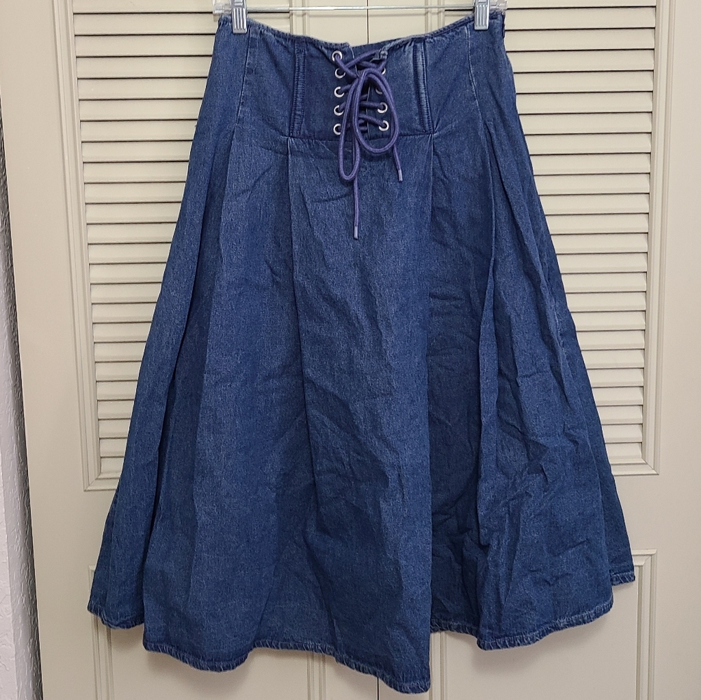 Gilli Retro Denim Skirt with Laces